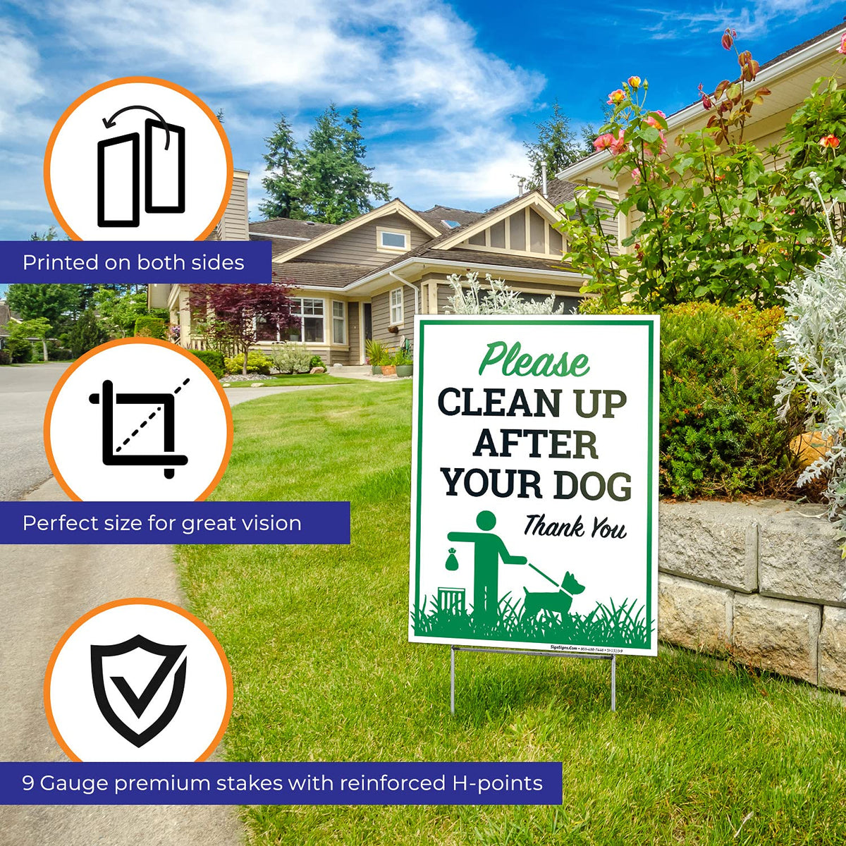 Sigo Signs Please Clean Up After Your Dog back view reinforces the message for passersby