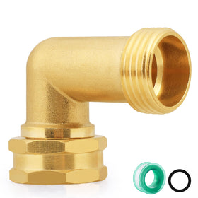 SIGURANTA 90-degree brass elbow connector viewed from the front for durable irrigation routing.