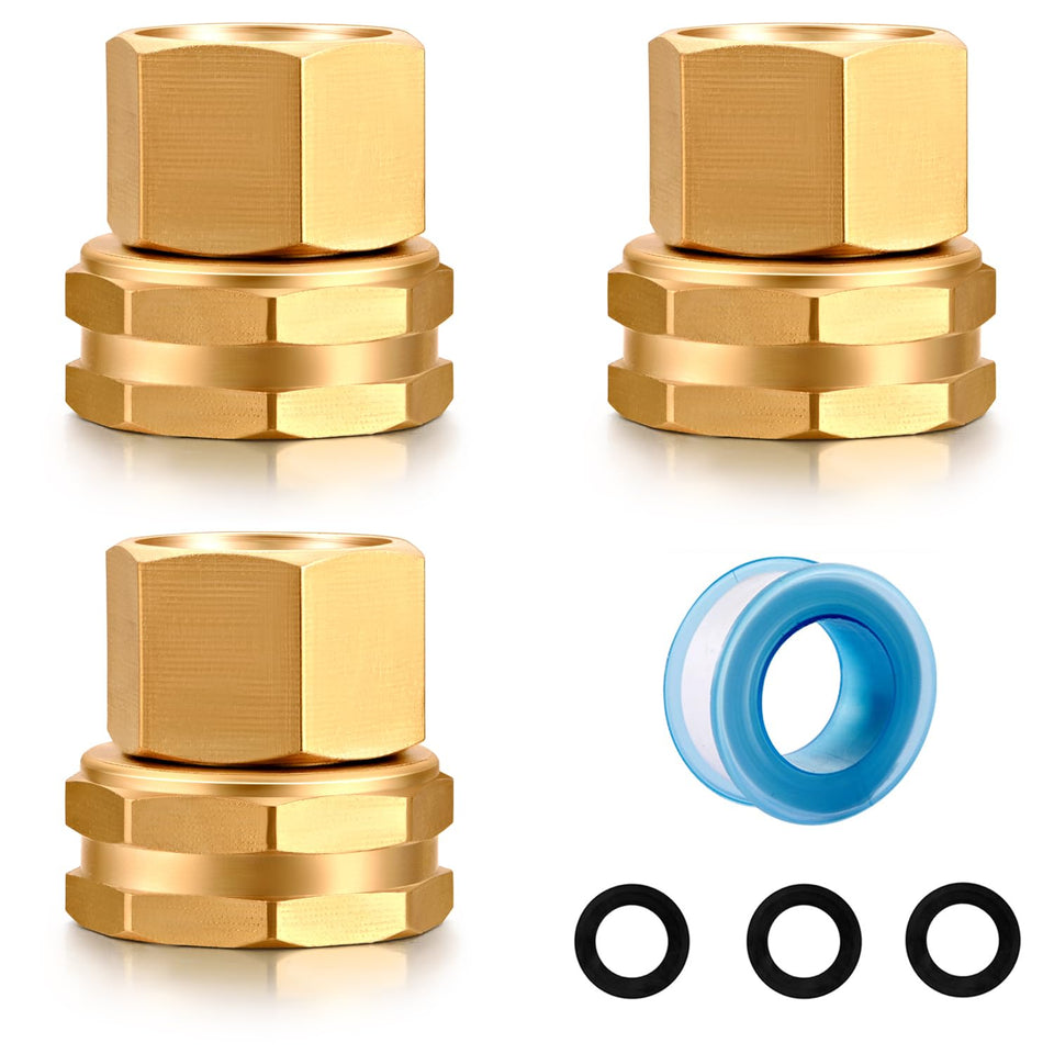 SIGURANTA garden hose double female adapter connects 3/4 GHT to 1/2 NPT with a secure seal.