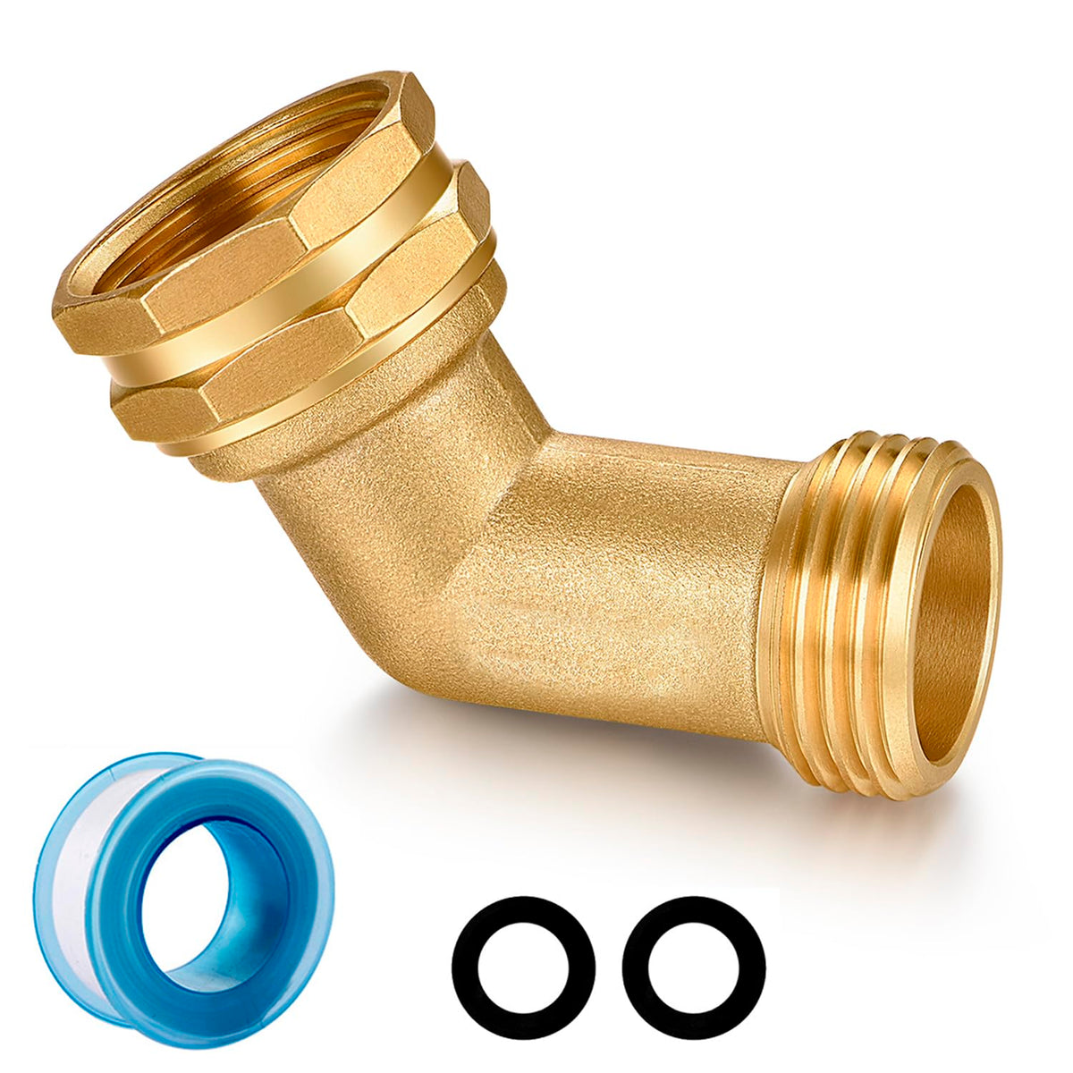 SIGURANTA garden hose elbow 45-degree prevents strain while watering.
