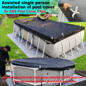 SIHAIAN pool cover clip assembly showing how clips join to secure the cover.