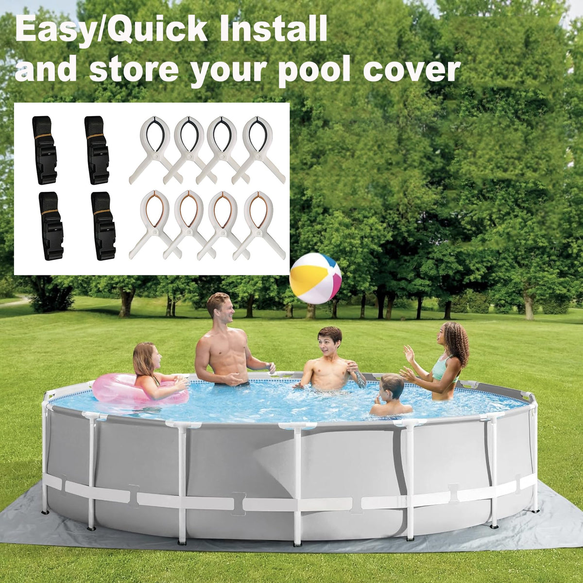SIHAIAN pool clip elastic grip ensures strong hold on wet covers.