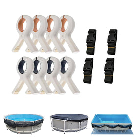 SIHAIAN pool cover side-organizer strap in use for quick removal and organized storage.