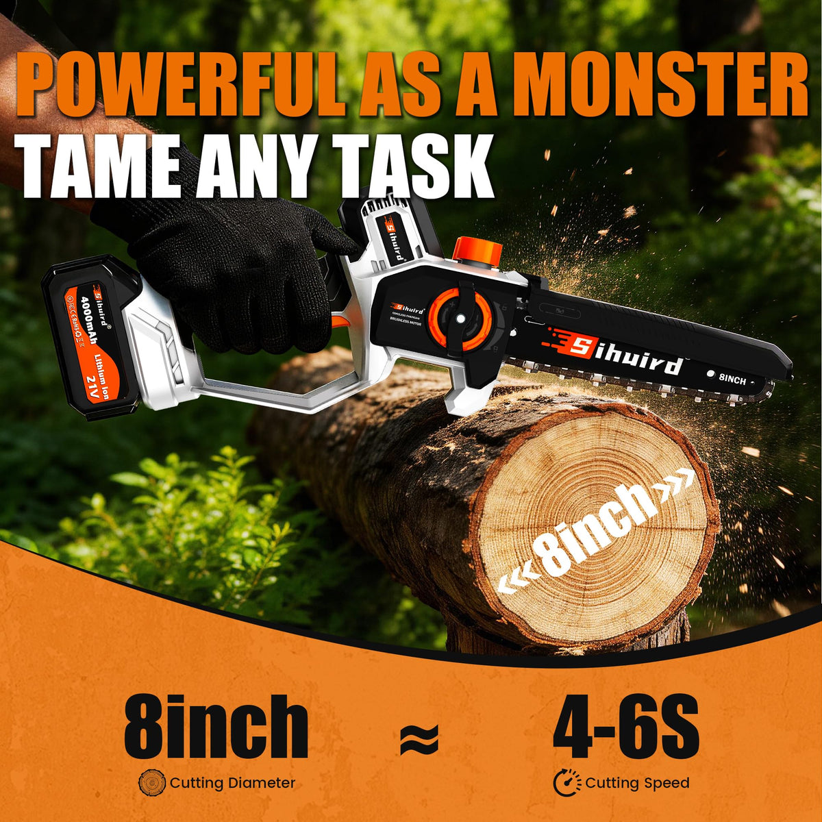 Sihuird mini chainsaw automatic lubrication system helps reduce wear during use.
