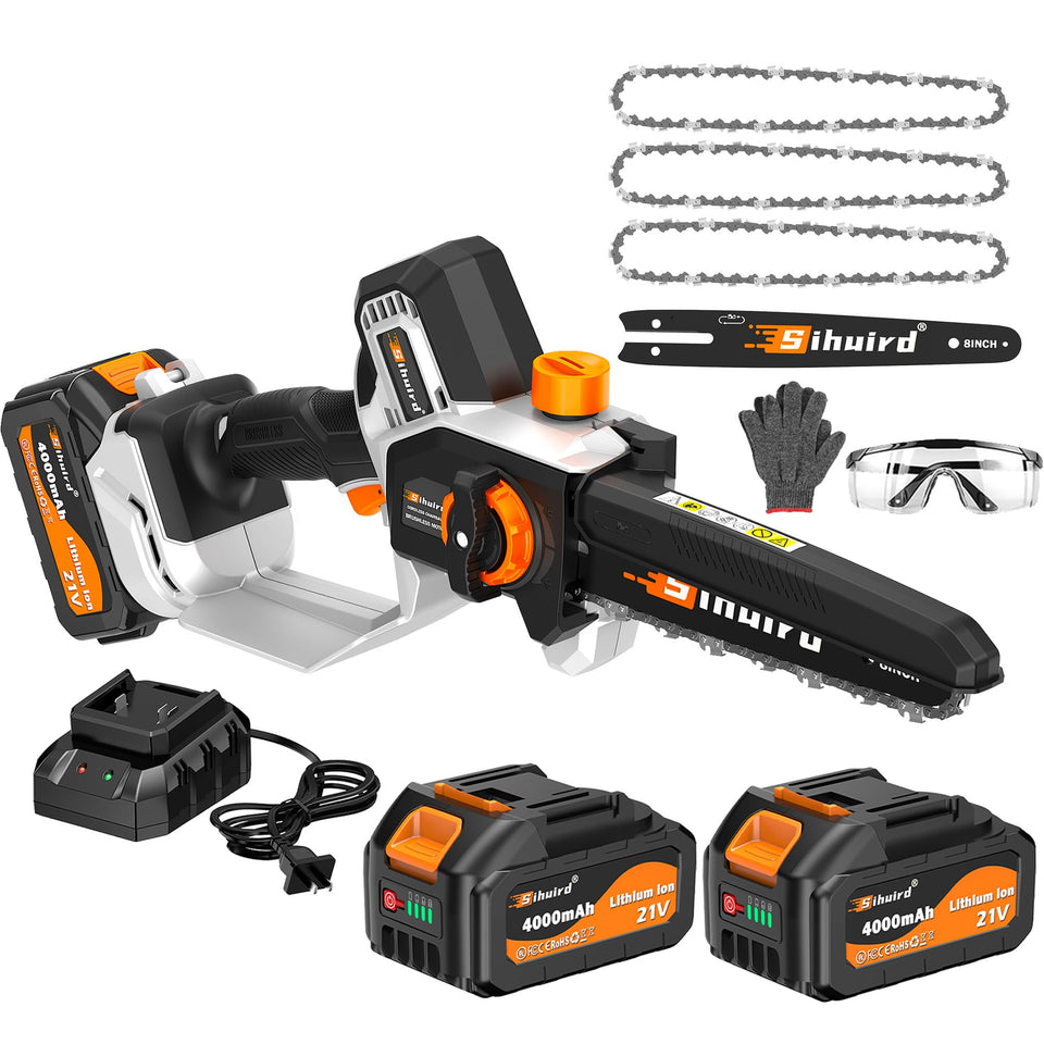 Sihuird mini chainsaw battery charging setup keeps you ready for quick yard tasks.