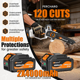 Sihuird mini chainsaw safety lock prevents accidental activation during handling.