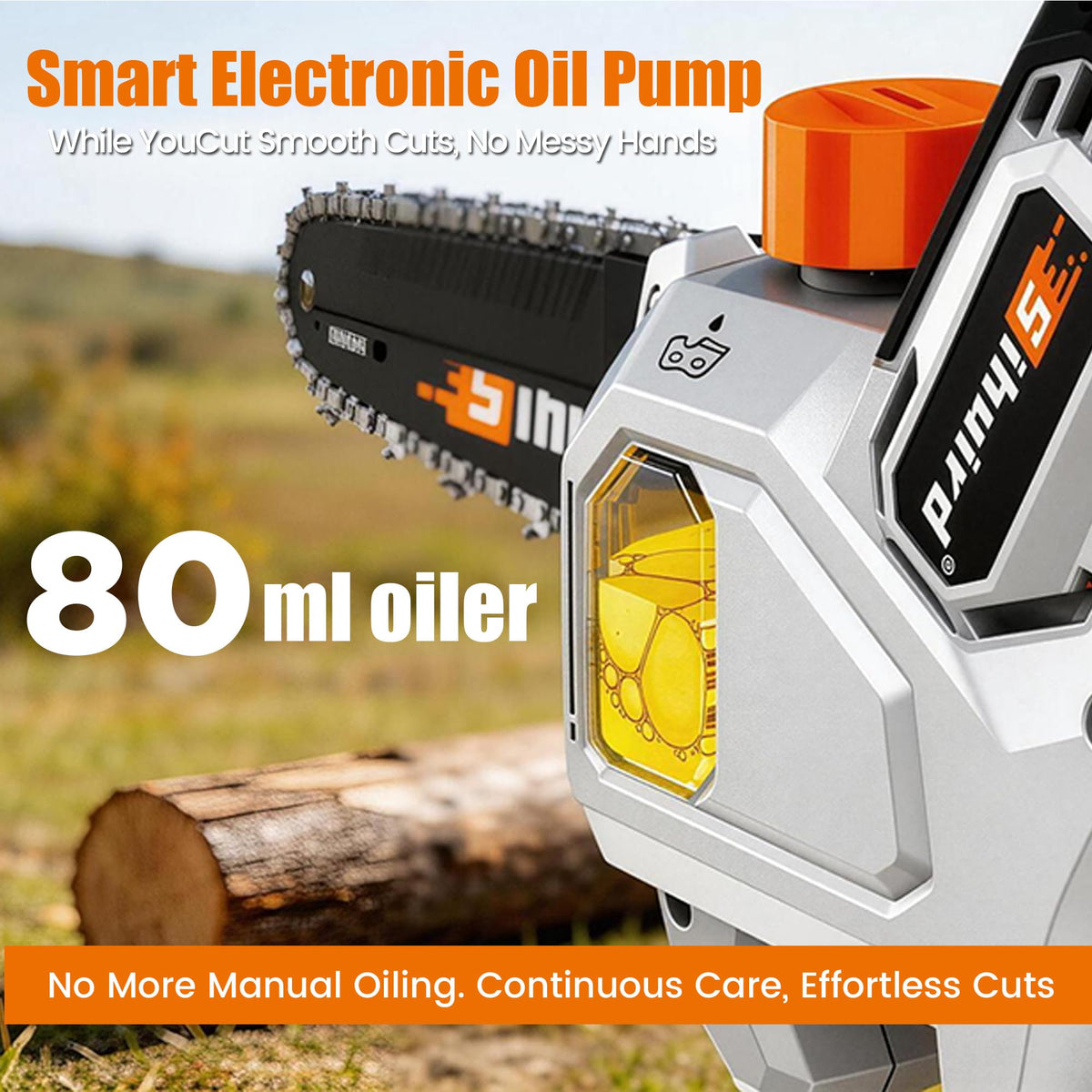 Sihuird mini chainsaw tool-free tensioning for quick blade adjustments.