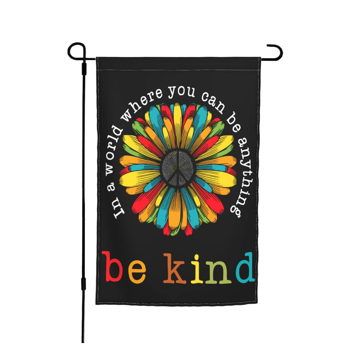 Siiuuol Be Kind garden flag front view with floral print for outdoor cheer