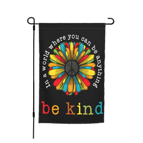 Siiuuol Be Kind garden flag front view with floral print for outdoor cheer