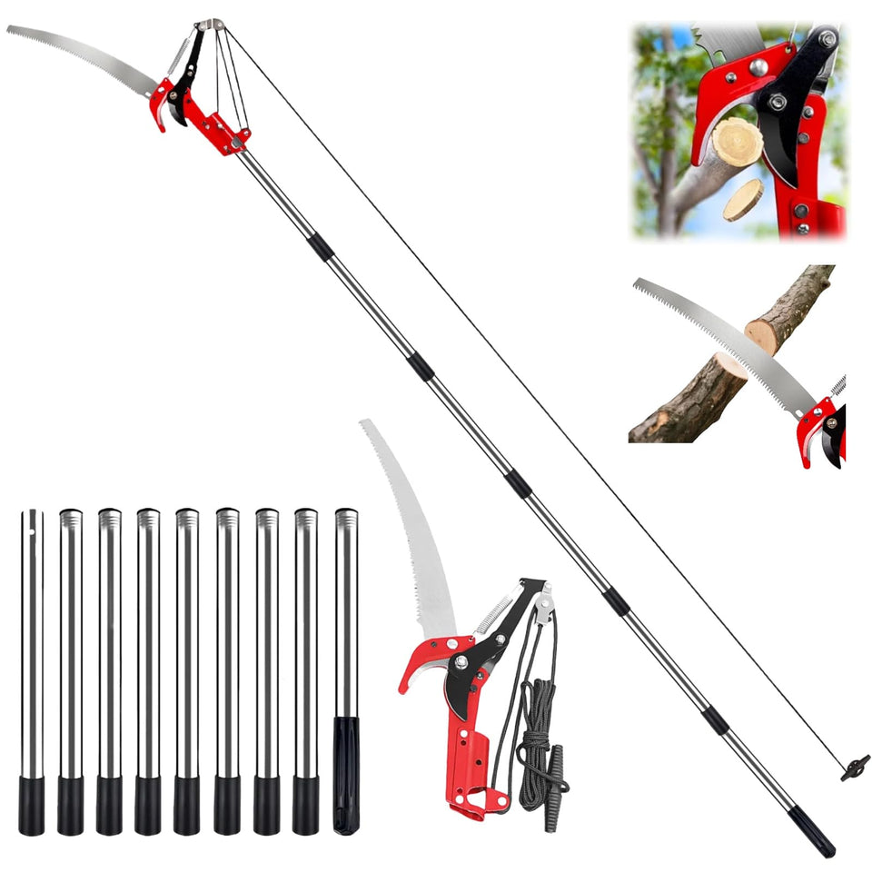 Silanit 14ft dual pulley pole saw kit for versatile yard pruning from ground level