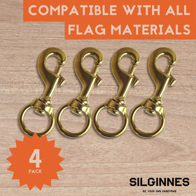 Silginnes swivel eyelet flag clip enables quick, tool-free flag mounting.