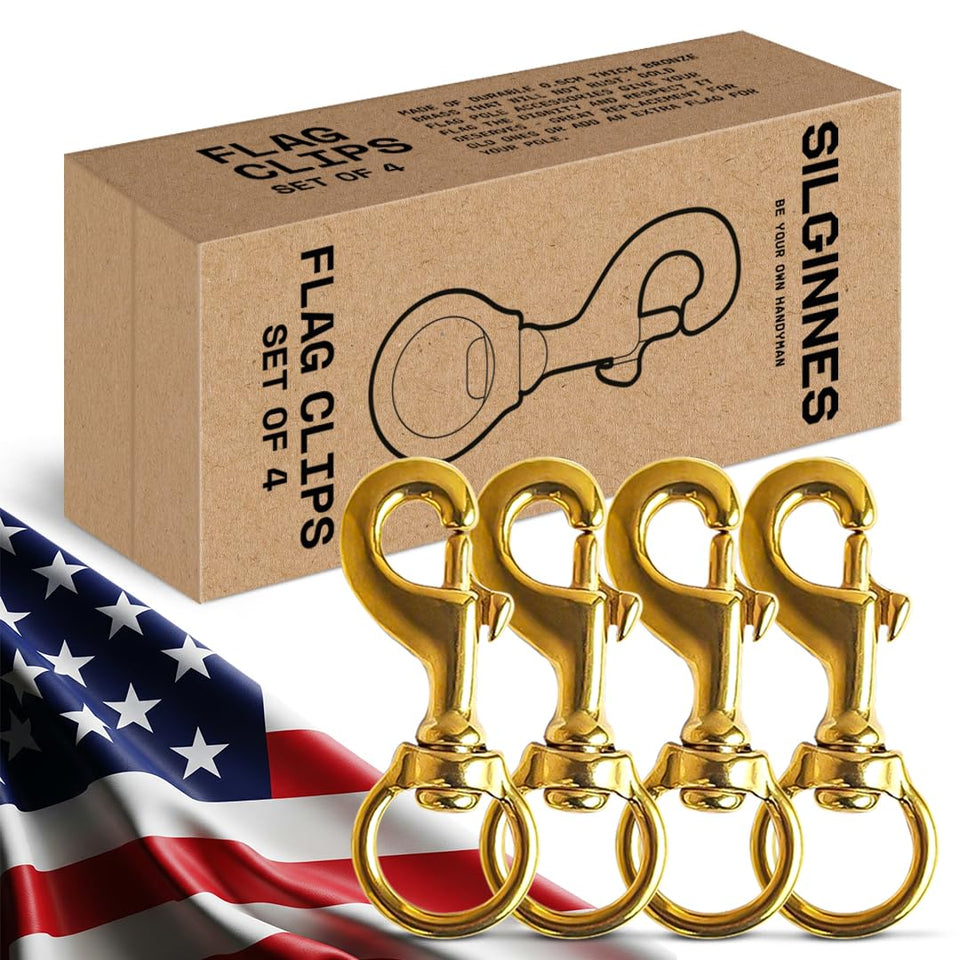 Silginnes flag clips 4-pack bronze-brass for secure halyard attachment on windy days.