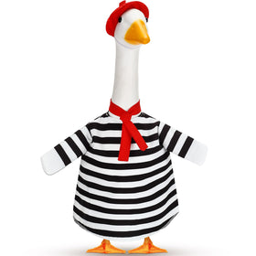 Silicherry 23-Inch goose outfit with beret adds curb appeal to outdoor lawns.