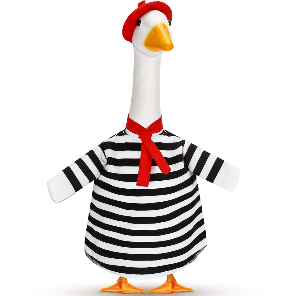 Silicherry 23-Inch goose outfit with beret adds curb appeal to outdoor lawns.