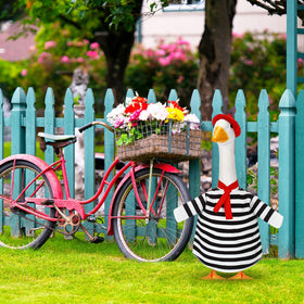 Silicherry goose outfits on lawn for stylish outdoor decor.