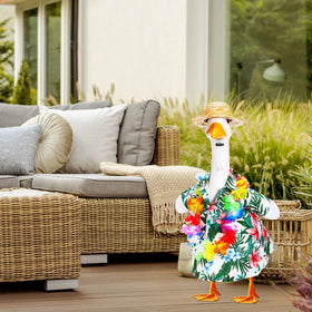Silicherry goose on lawn setup highlights playful backyard ambiance.