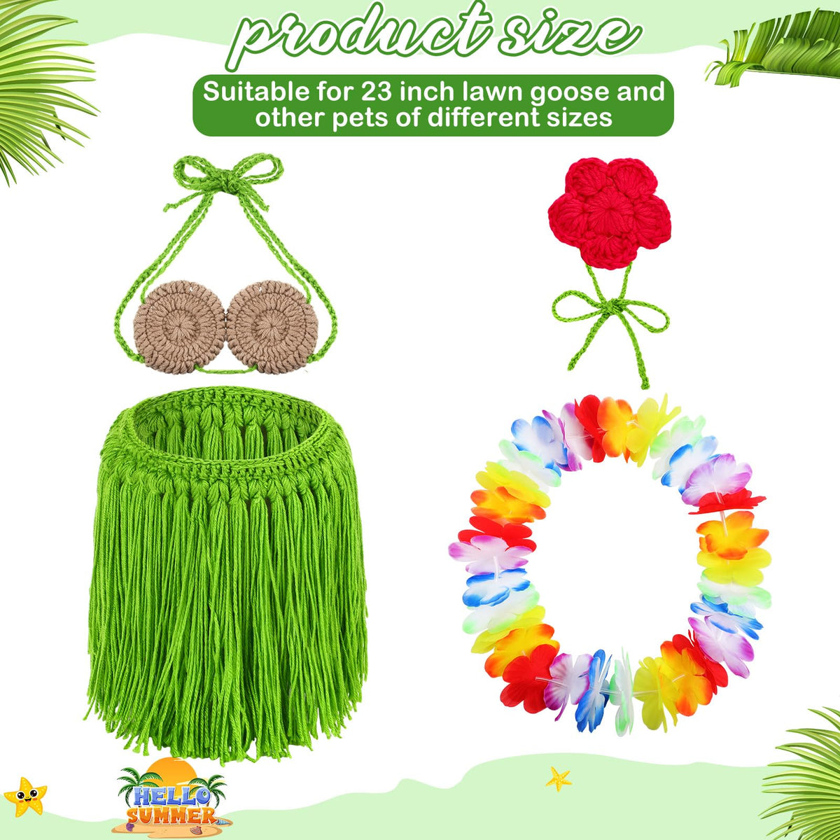 Silicherry Hawaiian lei for goose, ideal ornament for porch and lawn decor.