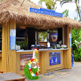 Silicherry tropical garden decoration for geese, ideal for Hawaiian parties and outdoor events.