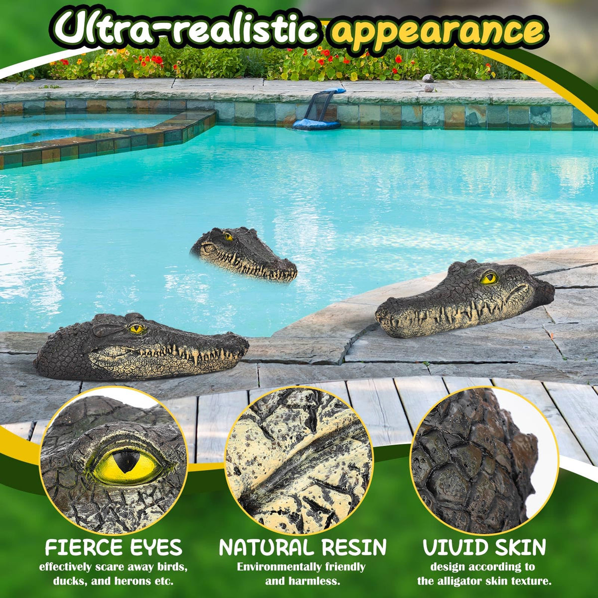 Three distinct Silipull heads offer varied pond decor and deterrence.