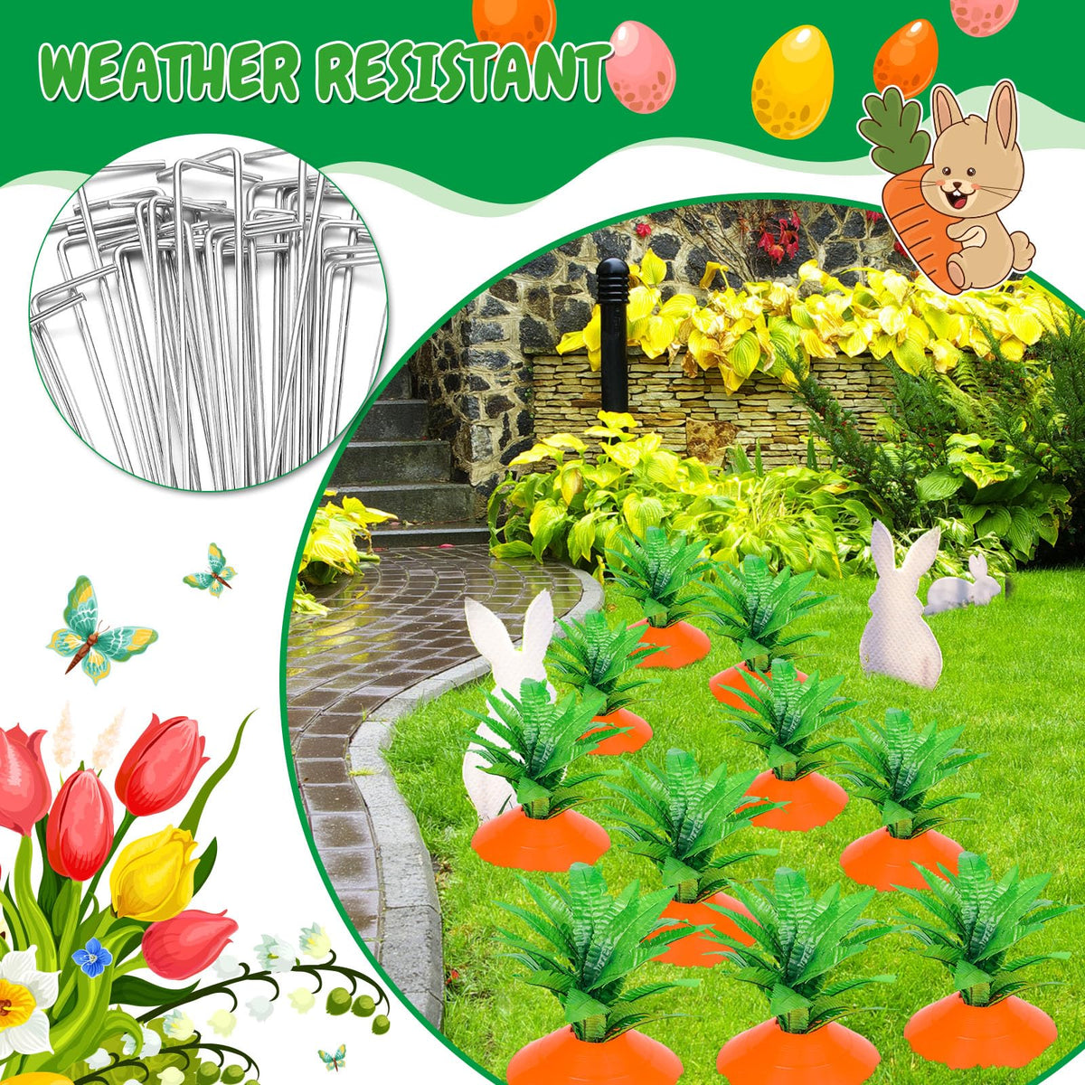 Silipull artificial leaves pair well with stakes for lush accents.