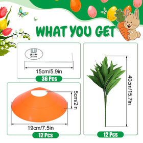 Silipull orange round sign plates brighten walkways for Easter decor.