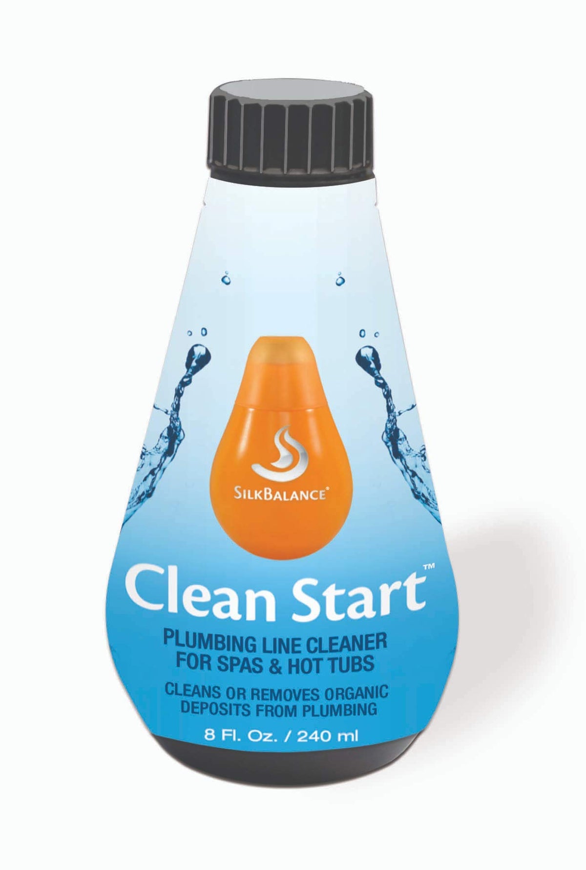 SilkBalance Clean Start bottle shown for a fast hot tub detox and easy dosing.