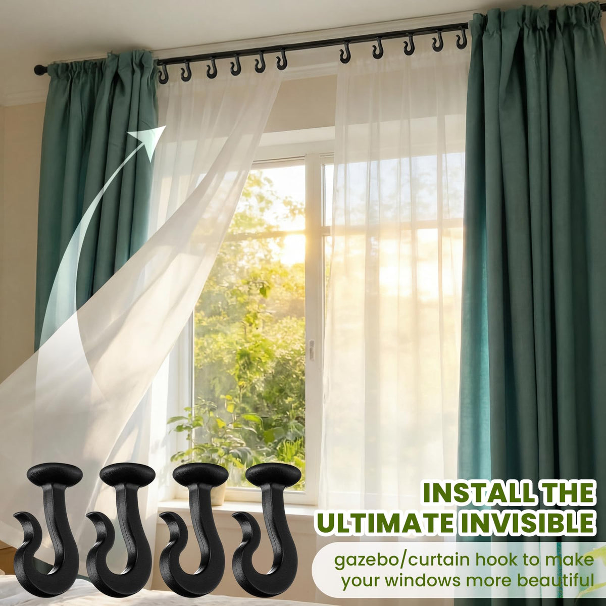 Silkfly gazebo netting hook on track, quick and easy installation.