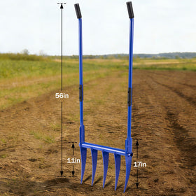 SILKPE broadfork with 5 cambered tines for deeper aeration and easier soil loosening