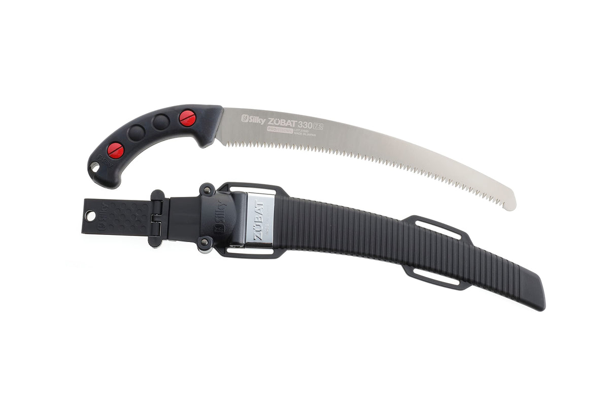 Silky ZUBAT 330mm blade length shown for extended pruning reach.