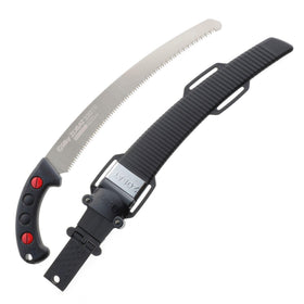 Silky ZUBAT professional curved saw close-up of blade with rust-resistant finish.