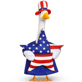 SilTriangle 4th of July goose outfit with top hat for festive lawn decor