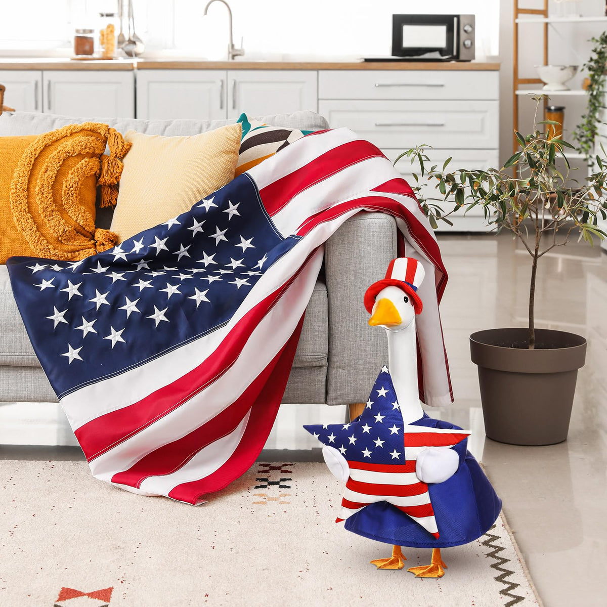 SilTriangle cement goose display upgraded with red white blue outfit