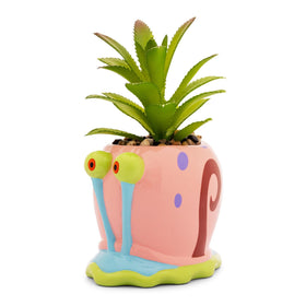 Silver Buffalo Gary mini planter front view with artificial succulent for low-maintenance decor.