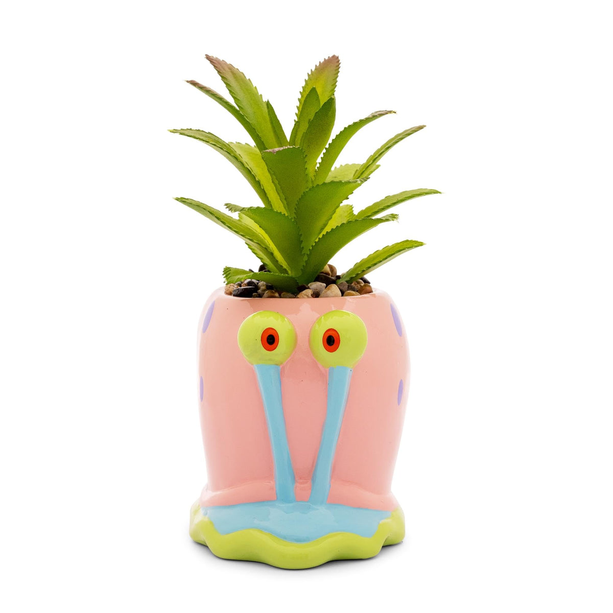 Silver Buffalo Gary mini planter side view adds playful desk charm.