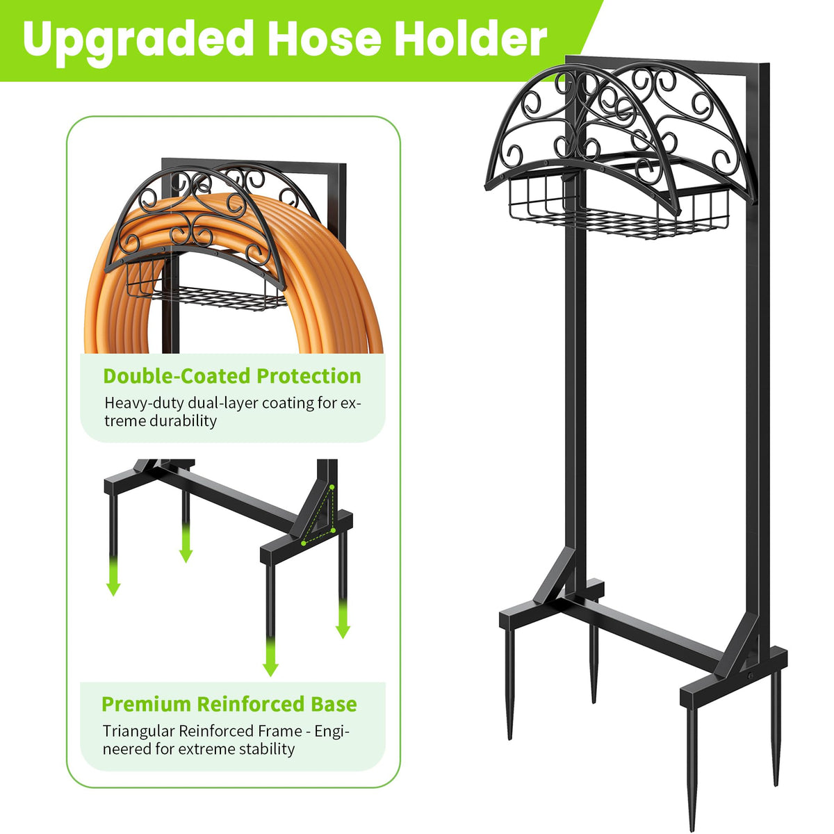 Silvonte garden hose holder weatherproof steel resists rust for durable outdoor use