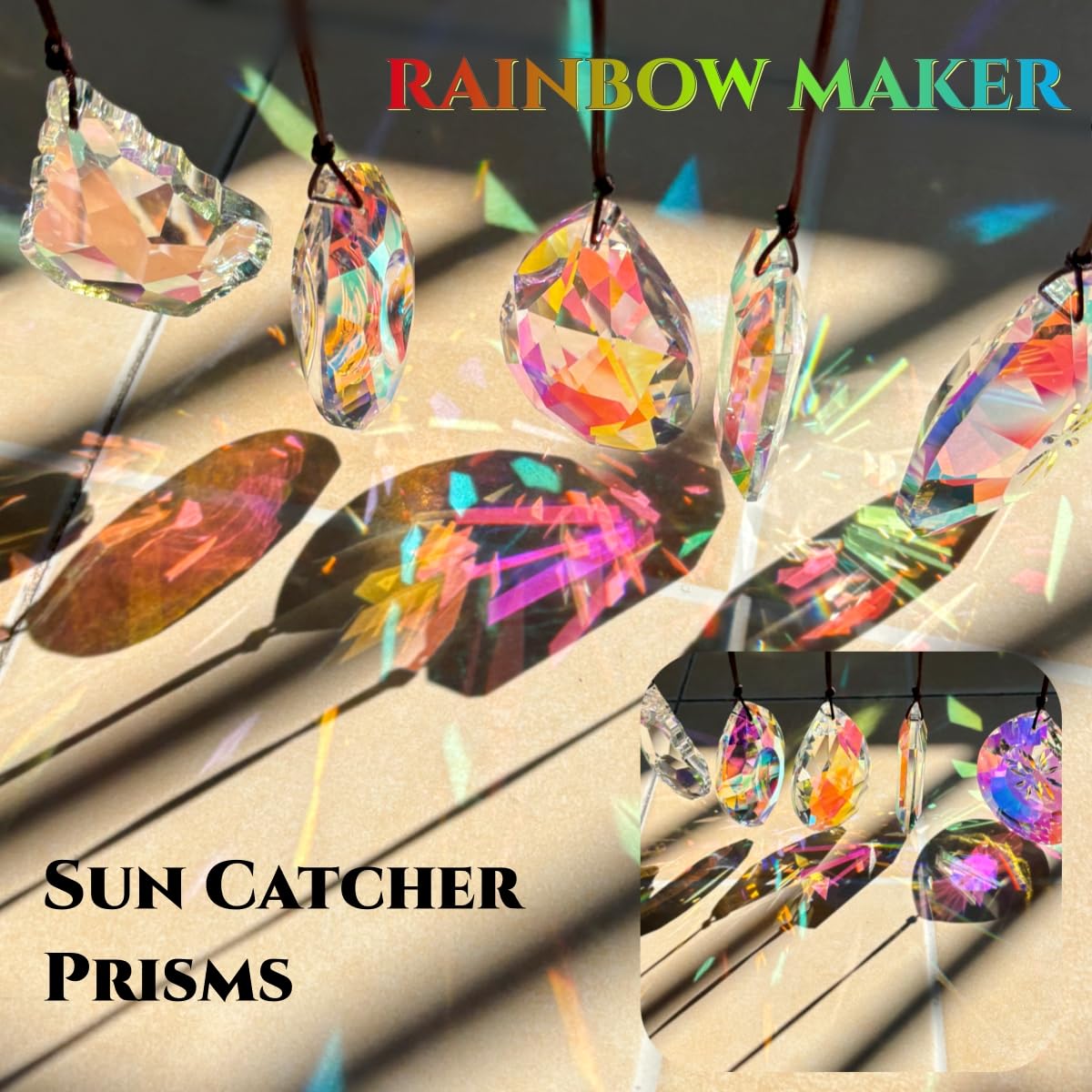 Simneygo garden hanging prisms reflect sunlight into shimmering colors