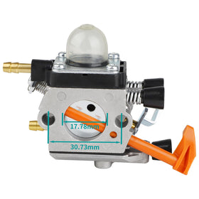SIMPERAC BG50 carburetor close-up showing precision fit and components.