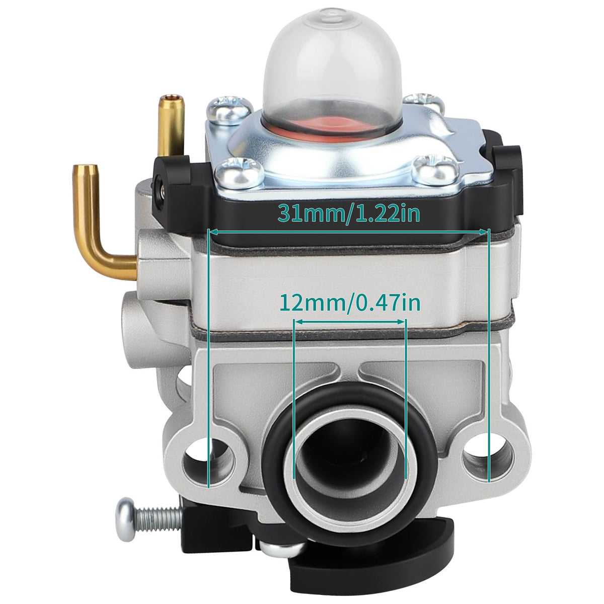 SIMPERAC carburetor package contents with priming bulbs aids quick, reliable installation.