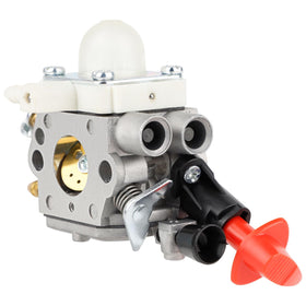 Open package reveals complete carburetor replacement components.
