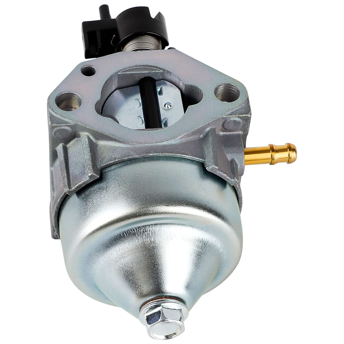 SIMPERAC GCV160 carburetor package contents close-up: carburetor, line, plug, filter.