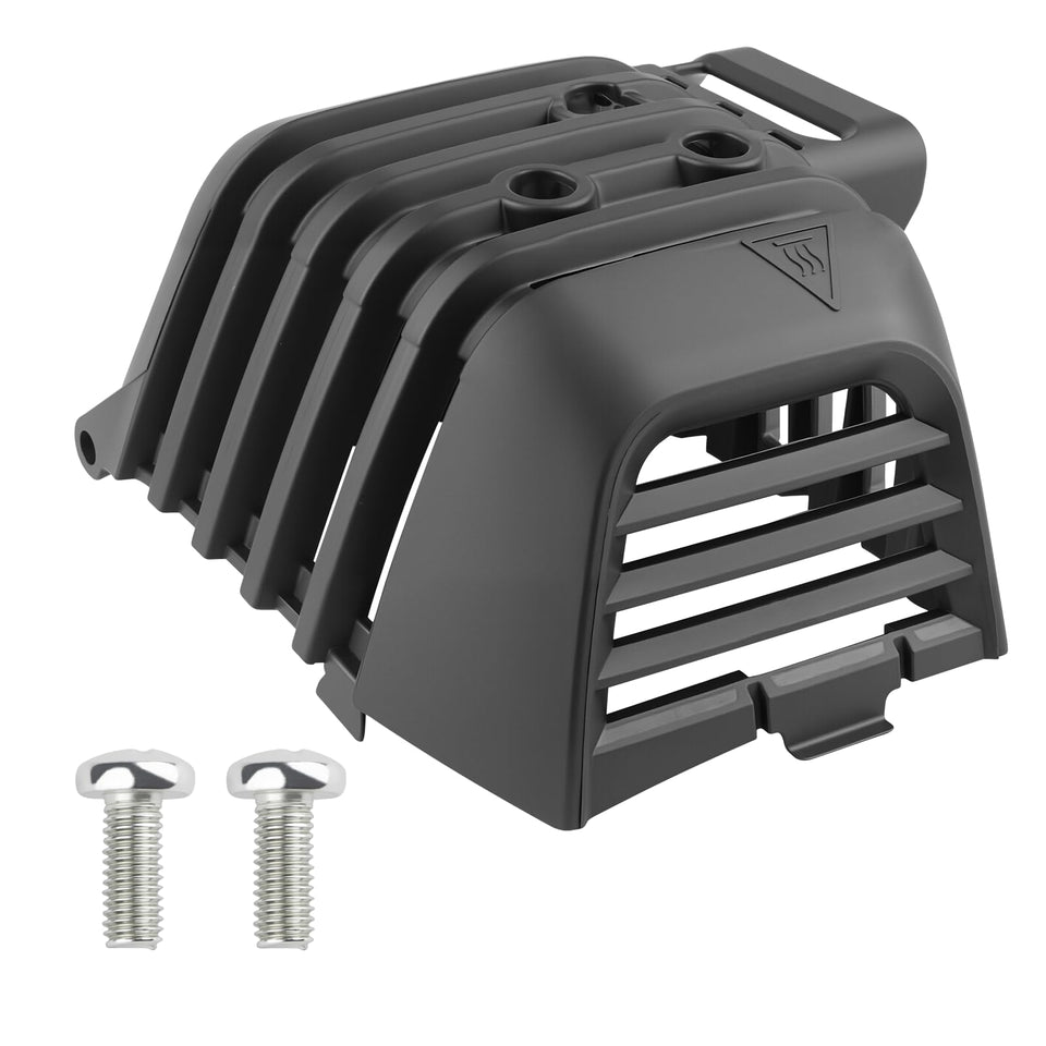 SIMPERAC SRM-2620 muffler cover front view for Echo and Shindaiwa trimmers.