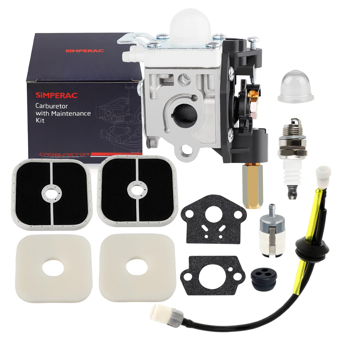 SIMPERAC SRM-266T carburetor front view for Echo weed eater, easy install.