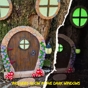 Simple Creativity fairy door glow-in-the-dark windows brighten night garden displays