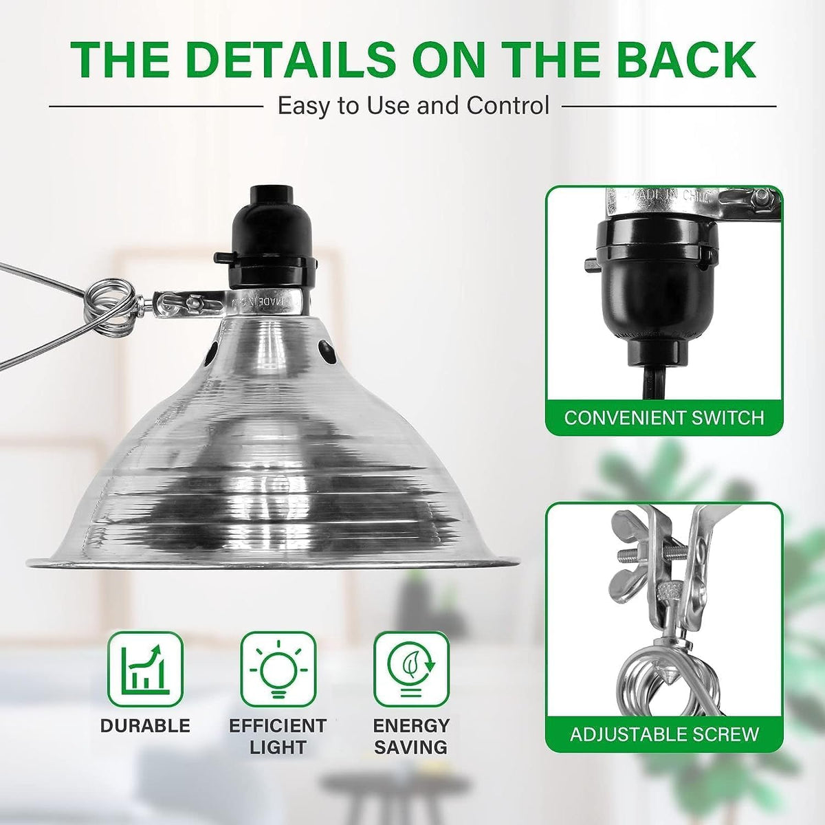 Simple Deluxe clamp light with E26 socket supports up to 150W