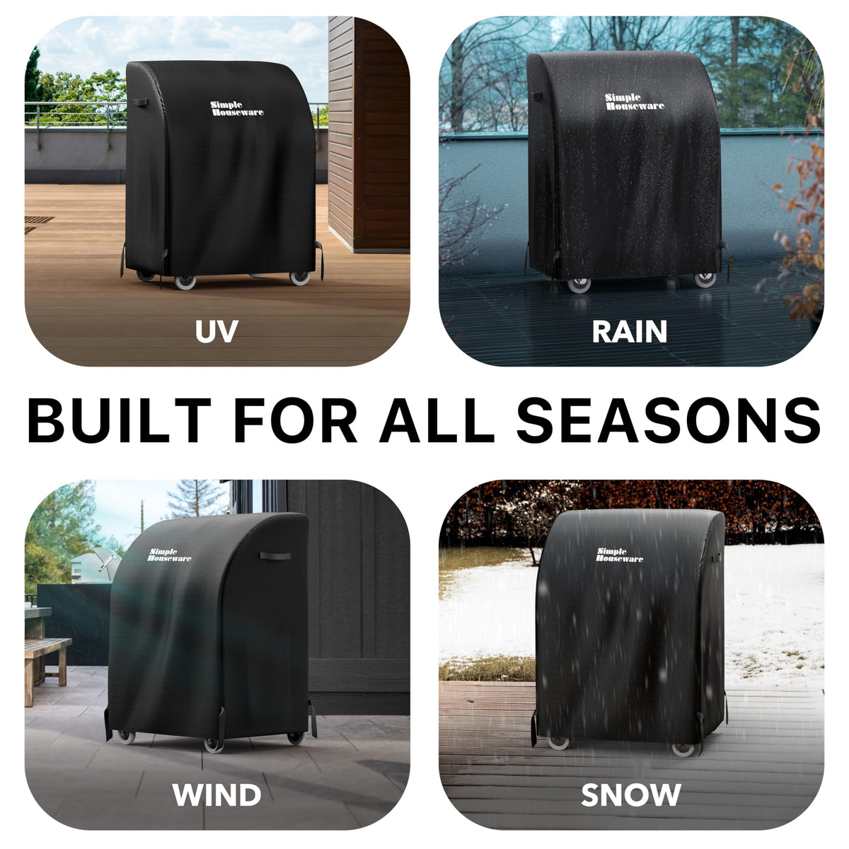 Simple Houseware 32-in grill cover close-up of durable 600D polyester.