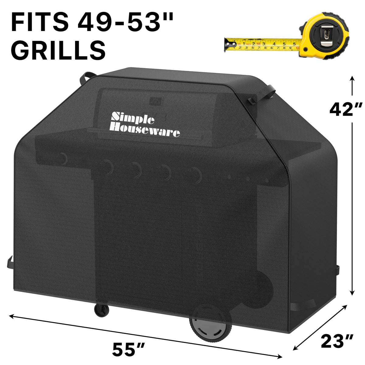 Simple Houseware 55in grill cover rear view blocks debris and moisture.