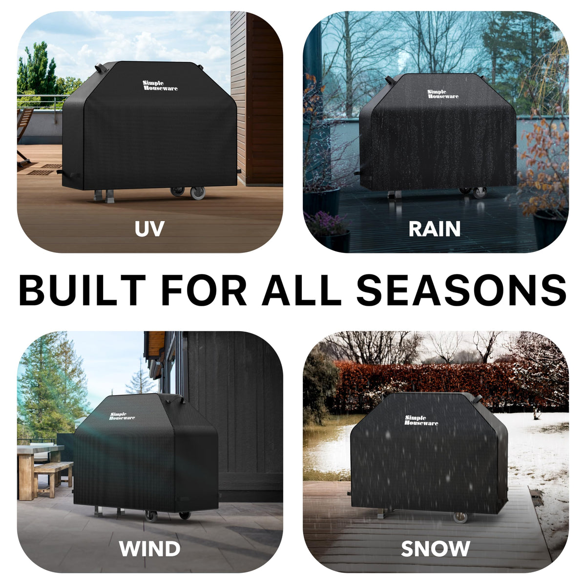 Simple Houseware 55in grill cover waterproof closeup highlights protection.