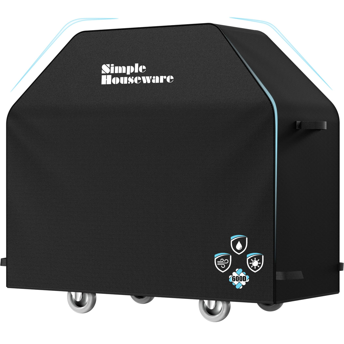 Simple Houseware 58-in grill cover, front view, protects from sun and rain.
