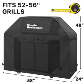 Simple Houseware 58-in grill cover, side view, sleek weatherproof shield.