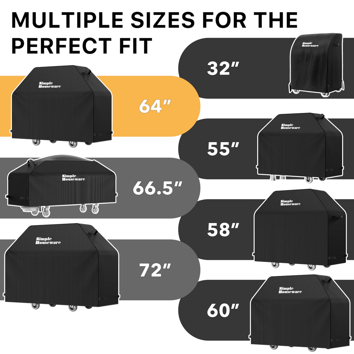 Simple Houseware 64in BBQ cover features convenient side handles for easy removal.